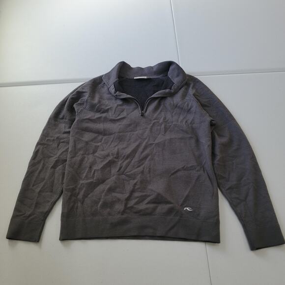 KJUS Sweater Mens Large Gray Freelite Kulm Half Zip Merino Wool Cashmere Blend - Picture 1 of 8